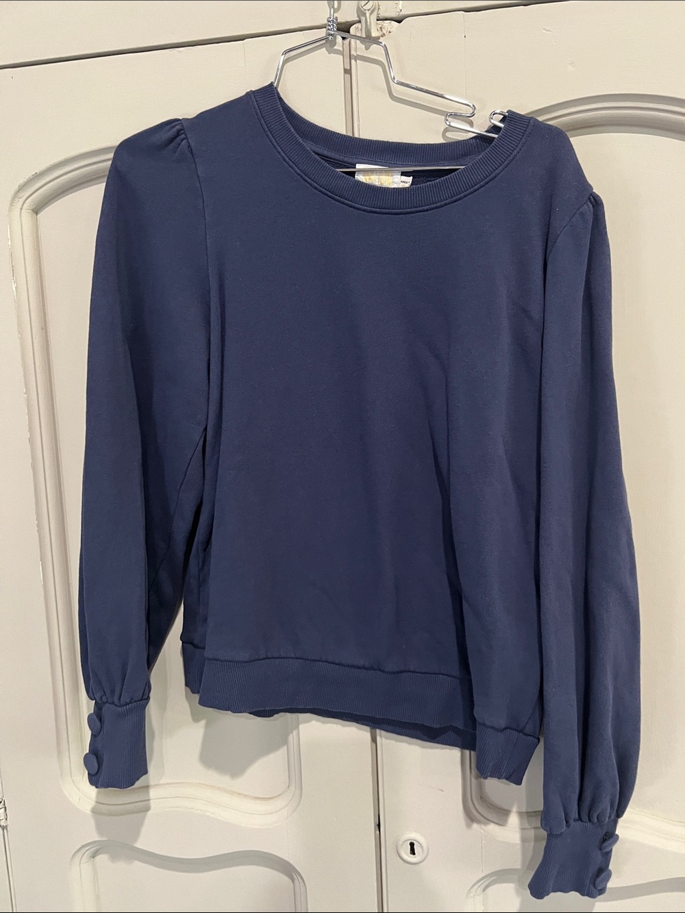 Nation LTD Navy Puff-Shoulder Crewneck Sweatshirt